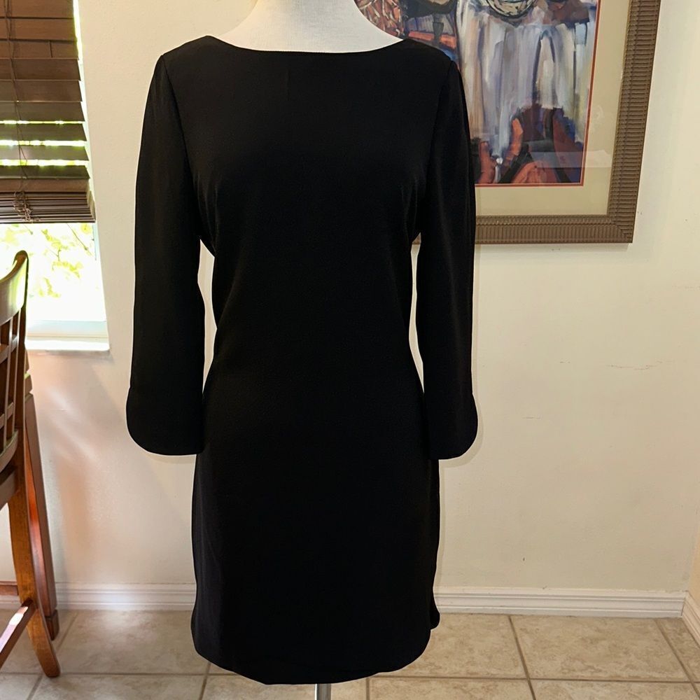 DRESS - Vince Camuto Women’s Black w/ Long Gold Back Zipper & Long Sleeves SZ 10